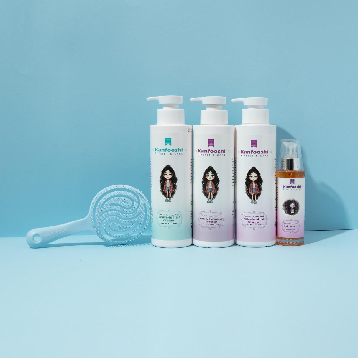مجموعة كنفوشي لكل انواع الشعر مع فرشاة هدية Kanfooshi