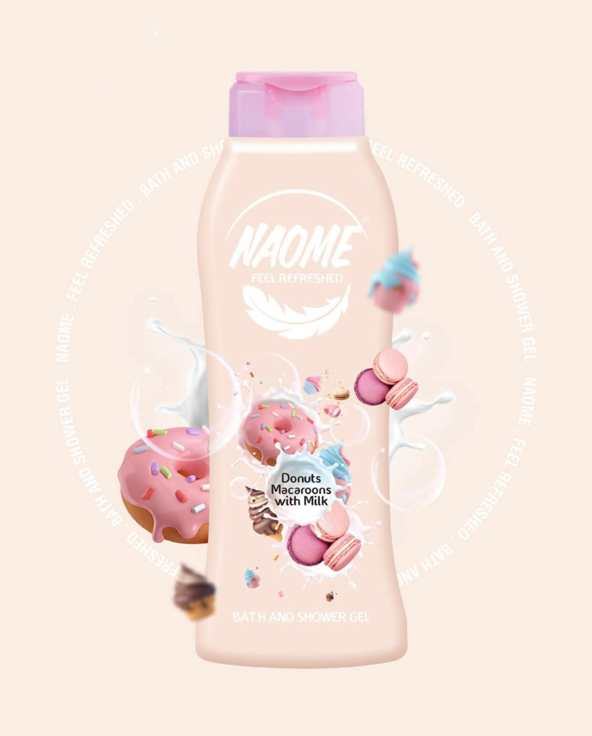 Naome Feel Refreshed Bath and Shower Gel دوناتس وماكارون مع الحليب