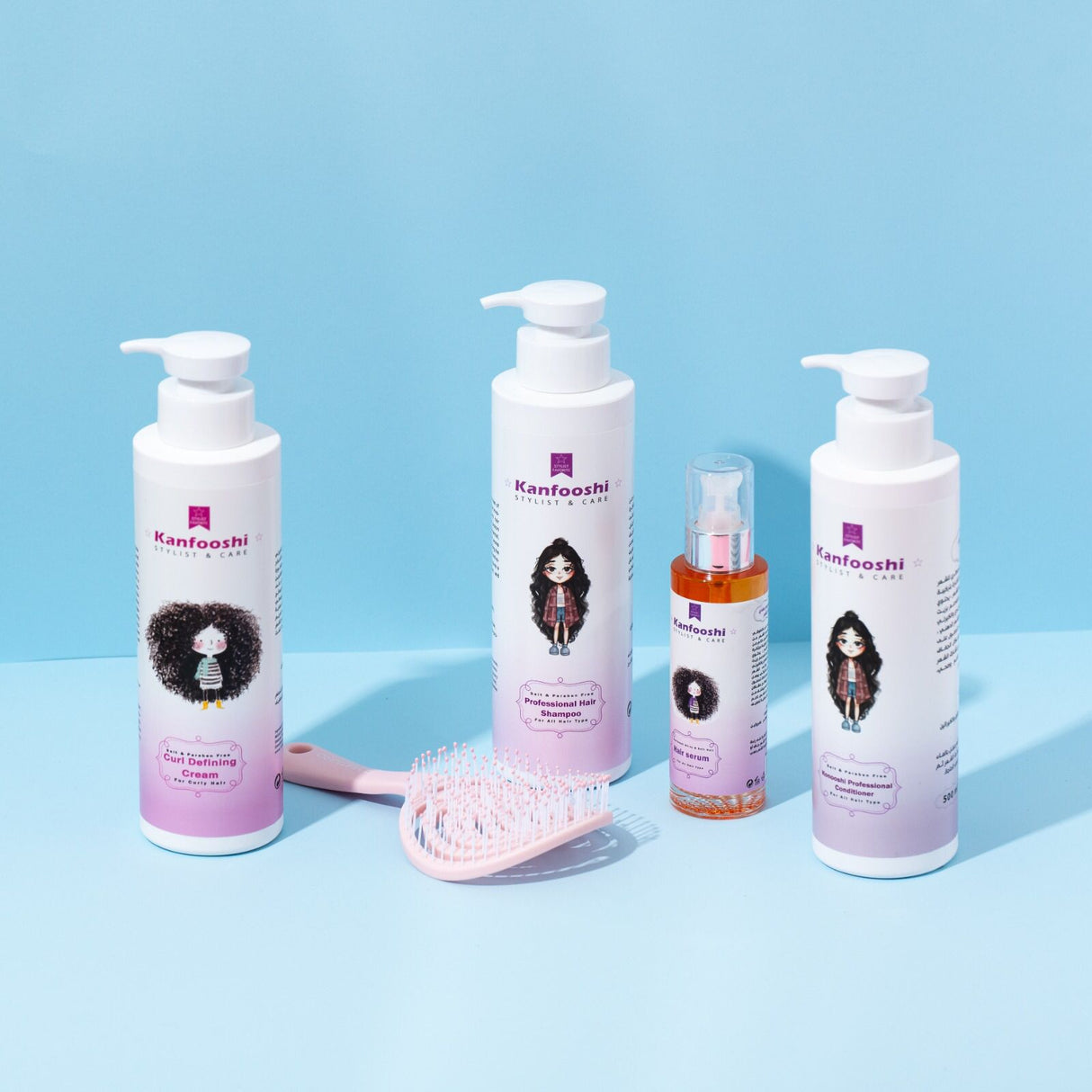 مجموعة كنفوشي للشعر الكيرلي مع فرشاة هدية Kanfooshi