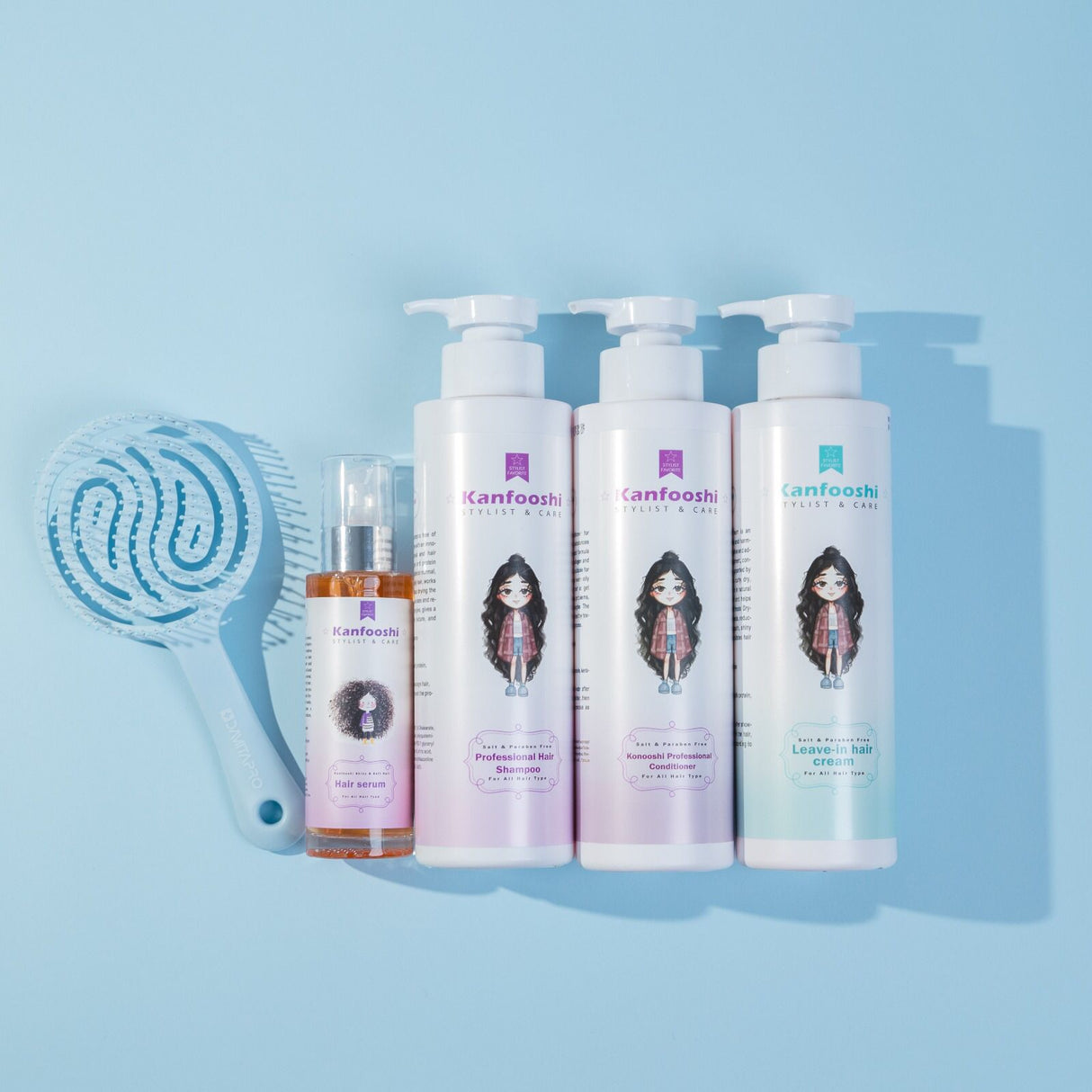 مجموعة كنفوشي لكل انواع الشعر مع فرشاة هدية Kanfooshi