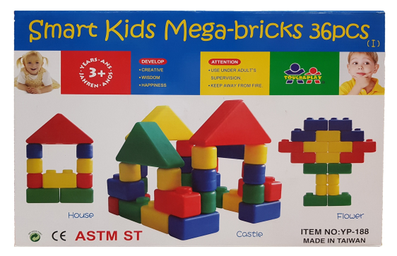 مكعبات ميغا الذكية للأطفال 36 قطعة - SMART KIDS MEGA-BRICKS 36PCS