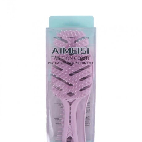 طقم فرشاة تصفيف شعر منحني مع 3 أمشاط صالون، باللون الوردي