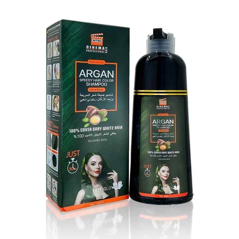 Argan  شامبو أرجان السريع للشعر المصبوغ زيتوني ذهبي 420 مل