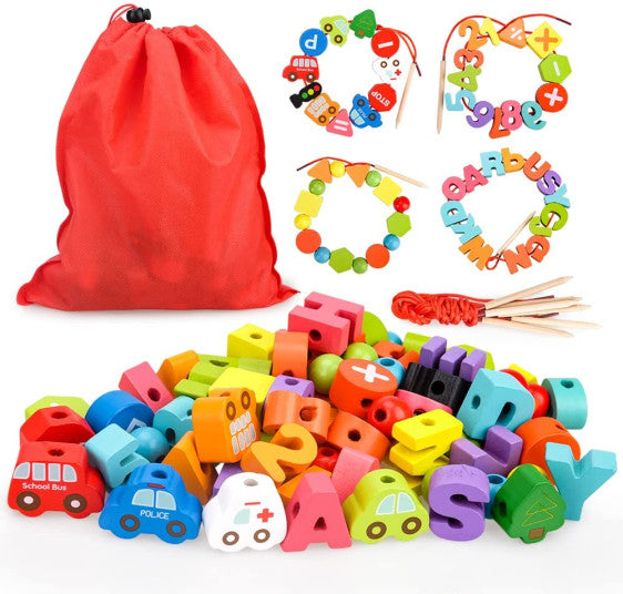 خرز الأرقام والحروف ومدينة المرور 75 قطعة - Numbers, Letters & City Traffic Beads 75pcs