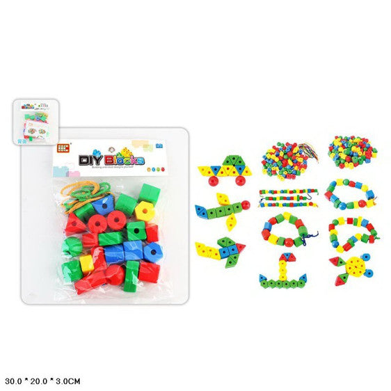 خرز بلاستيكي مع خيوط 62 قطعة - Plastic Beads With Strings 62 pcs